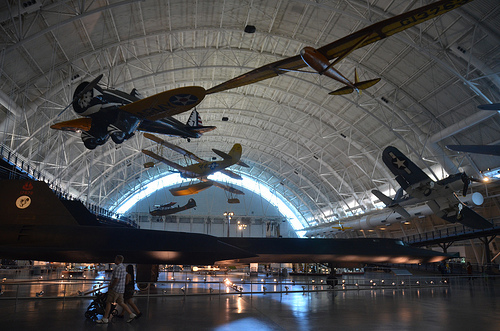 Steven F. Udvar-Hazy Center: Profile view of the SR-71 Blackbird, F-4 Corsair, Peashooter, among other individuals